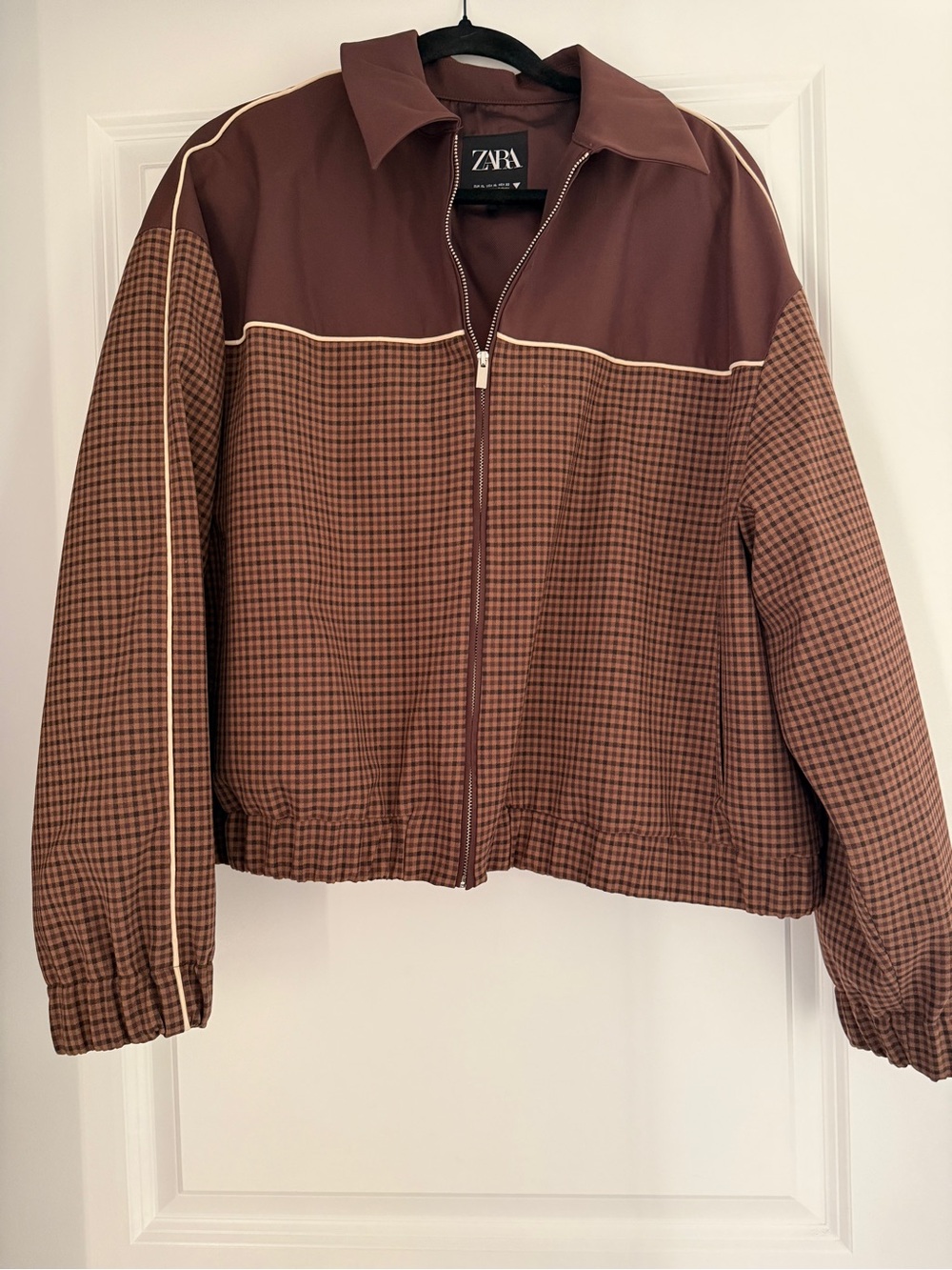 ZARA Brown Checked Bomber Jacket